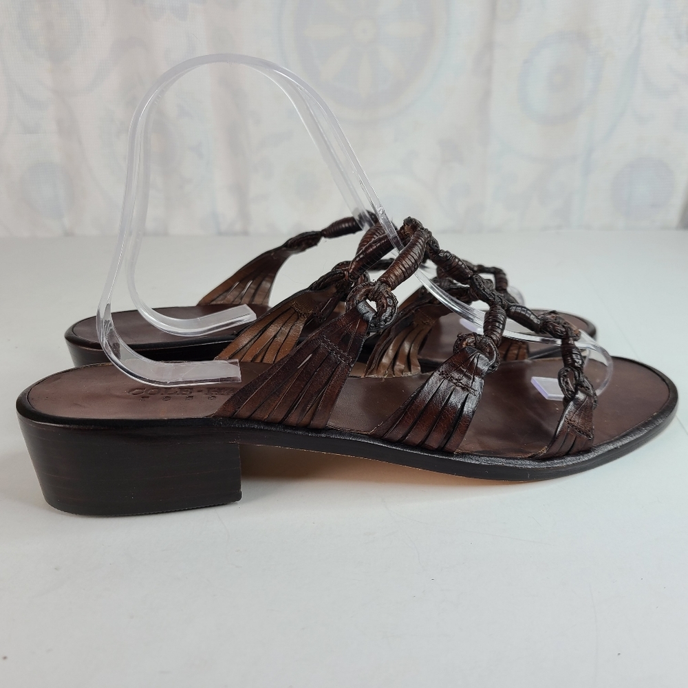 Cole Haan Resort brown braided leather slip-on slides sandals women's size 9.5